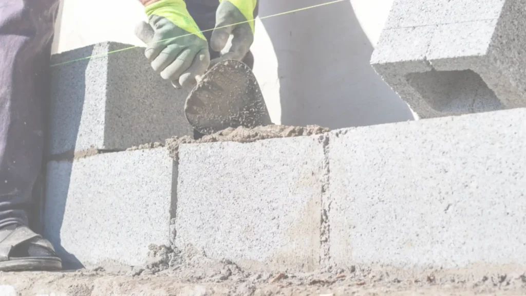 Masonry contractor in Southern California laying concrete blocks with precision for a durable wall installation.