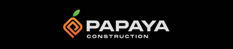 Papaya construction logo on a black background