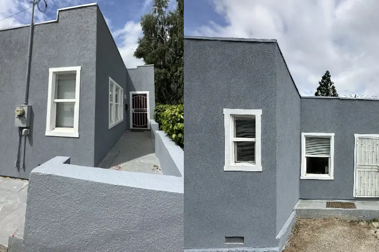Fresh stucco finish applied to a Moreno Valley home exterior for improved style and durability.