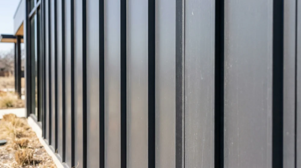 Modern metal siding installed on a contemporary Orange County home exterior