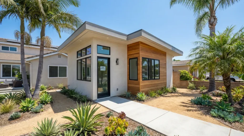 Modern detached ADU in an Orange County backyard built under California's 2026 ADU laws