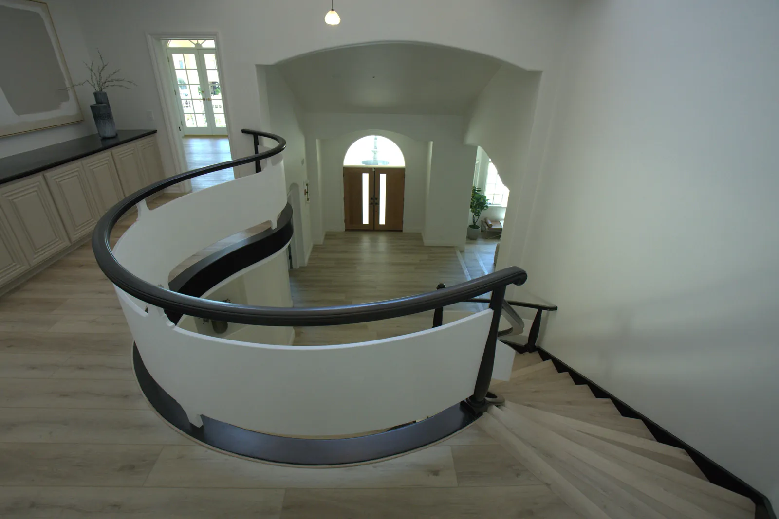 View from upper landing over completed entry, Laguna Hills full house renovation