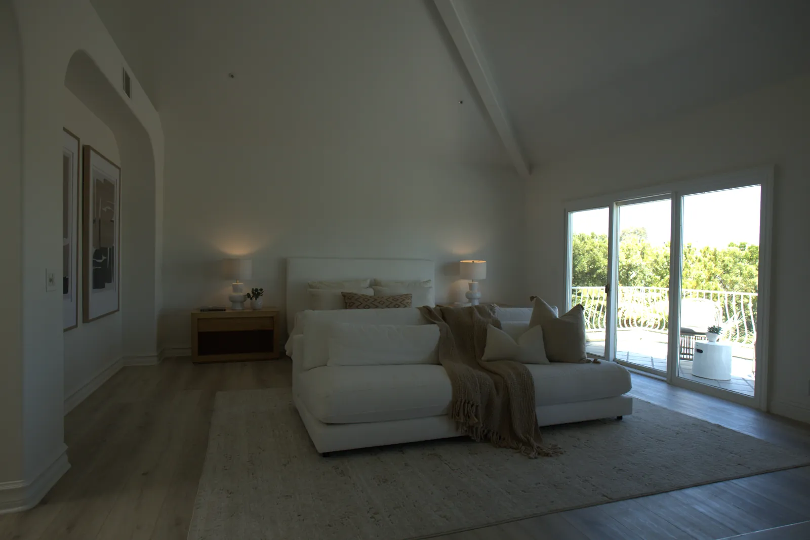 Primary bedroom with new sliding doors to private balcony, Laguna Hills remodel